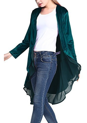 Urban Coco Mujer Long Sleeve Velvet Cardigan Coat Con 42a7a