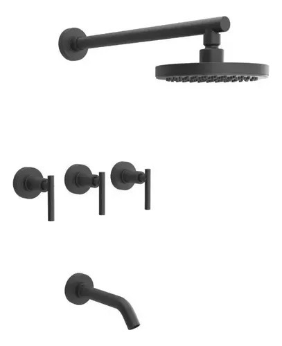Imagen 3 de 7 de Combo Griferia Ducha Lavatorio Bidet Black Soho Trovani