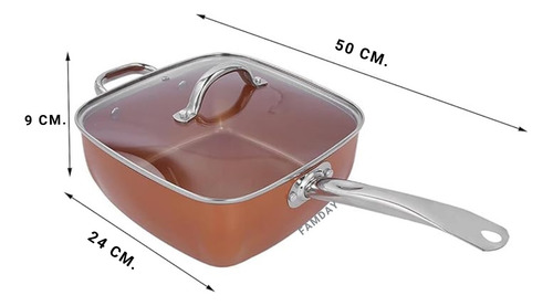 Sartén Copper Alemanas 24cm + 10 Piezas + Color Cobre