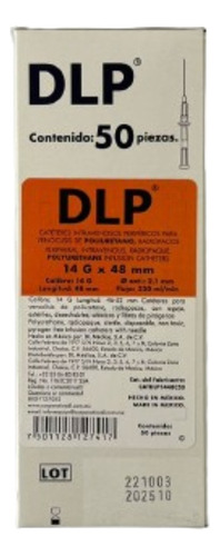 Catéter Poliuretano Naranja Dlp Calibre 14g X 48mm C/1000pzs