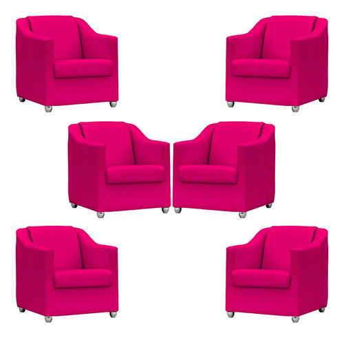 Kit 6 Poltronas Decorativas Para Sala De Espera Corino Cores Cor Pink