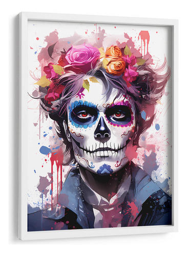 Cuadro Enmarcado Blanco El Catrín - Día De Muertos - 9 60x80