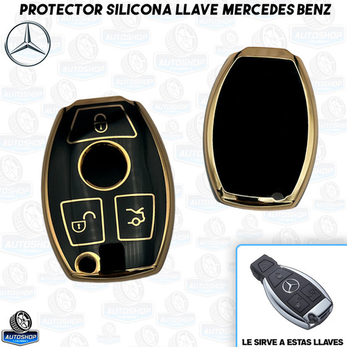 Forro Protector Llave Mercedes Benz Plastico Negro Dorado