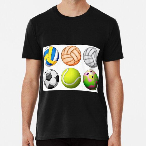 Remera Set Balones Deportivos Blancos Algodon Premium