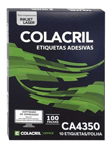 Etiqueta Impressora A4 99 X 55,8mm 100 Fls Ca4350 Colacril Cor Branco