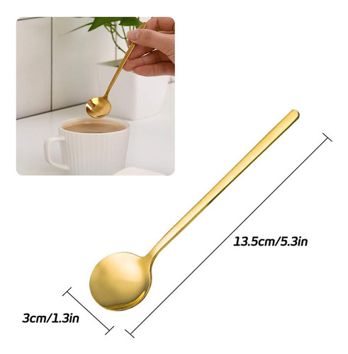 8 Cucharas De Espresso Chapadas En Oro Para Café Y Postres,