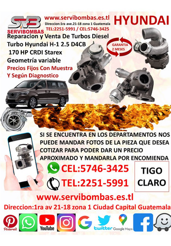 Reparacion Turbo Hyundai Grace 2.5 D4bf/d4bf-t H100 Guatemal