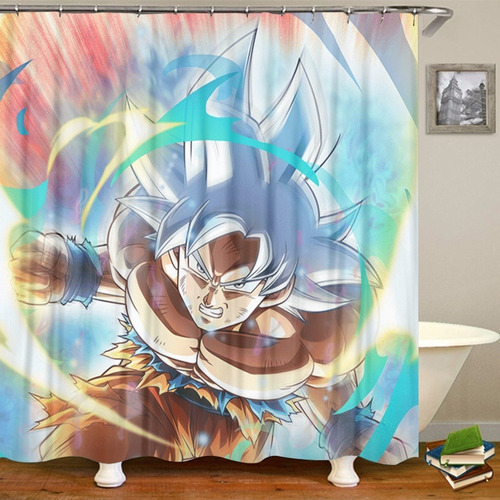 Cortina De Ducha 3d Dragon Ball Goku Para Baño Color 72x72 Inch(180x180cm)