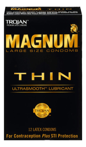 Preservativos Trojan Magnum Thin, Tamaño Grande, Lubricados,