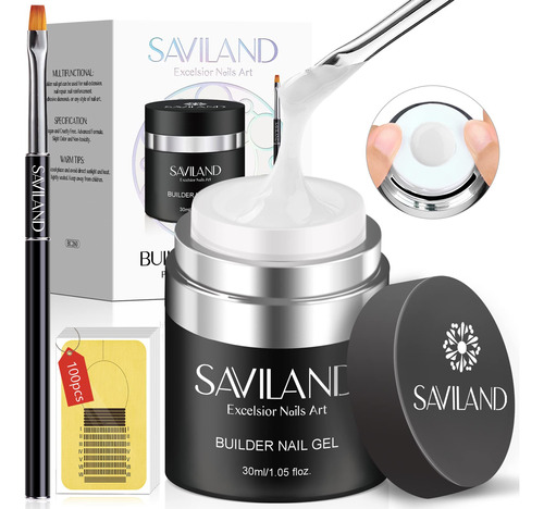 Saviland Builder Kit De Gel De Uas, Gel Duro Blanco Con Dise