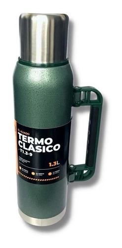 Termo Acero Inoxidable 1.3 Litros Verde Manija Lusqtoff