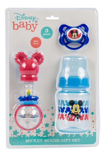 Set Biberon Bibi Con Chupon Y Sonaja Libre Bpa 180ml / 6oz Color Azul / Rojo