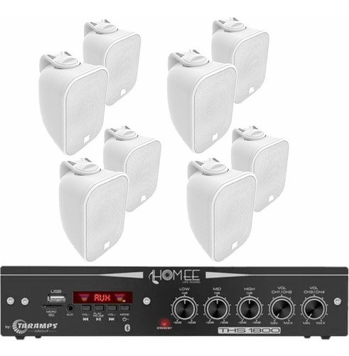 Kit Som Ambiente Taramps 12 Caixas Aw6 Bsa+ 2 Setor Ths1800w