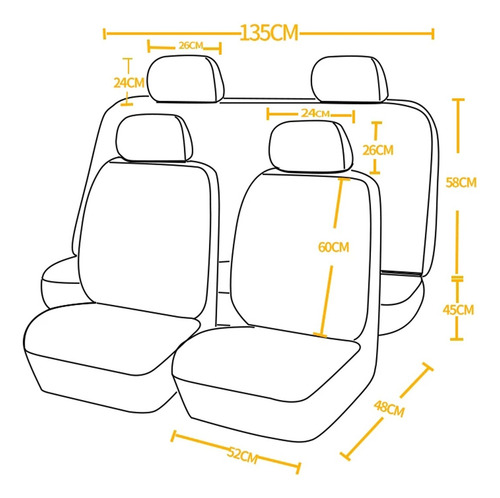Fundas Para 5 Asientos De Automóvil Universal 9 Pzs