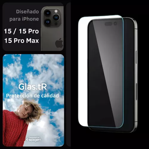 Vidrio Templado Spigen Para iPhone 15 15 Pro Max Ez Fit X 2