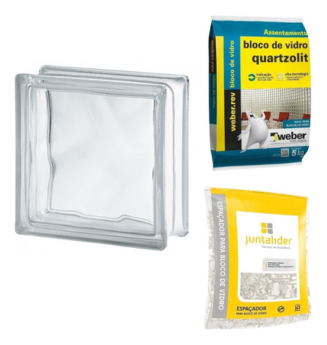 15 Bloco De Vidro Transparente + 10kg Argamassa+20 Espaçador
