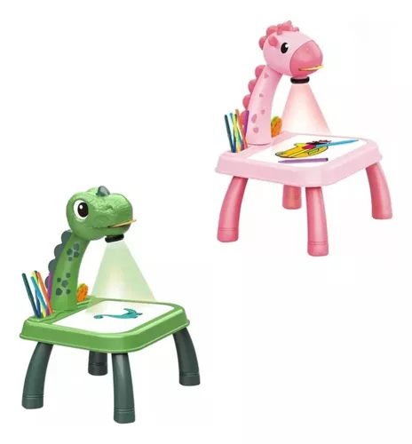 Mesa projetor infantil de desenho dinossauro (rosa)