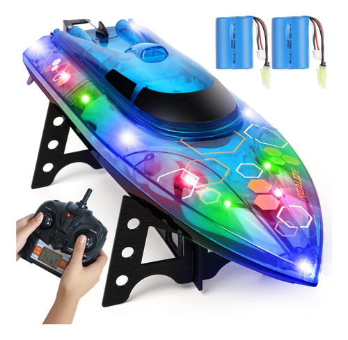 Zyerch Rc Boat Barco De Control Remoto Con Luz Led Para Y Rc