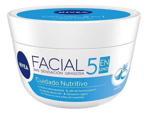 Imagen 2 de 7 de Crema Facial Nivea Cuidado Nutritivo 5 En Uno 50 Ml 12 Unds