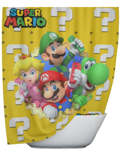 Mario Bros Nintendo Cortina Baño Personalizada 180x150cm