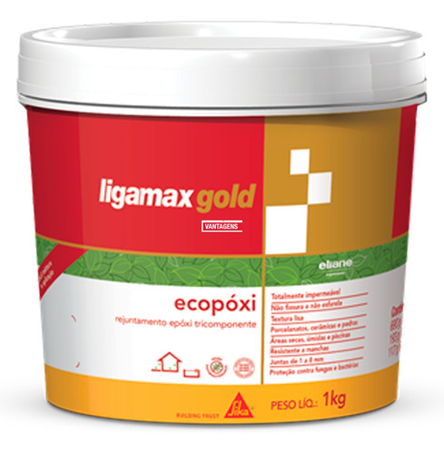 Rejunte Ecopoxi Tricomponente Areia Ligamax 1kg Impermeável