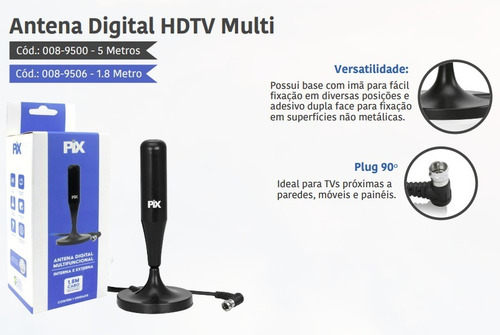 Imagem 2 de 3 de Antena Hd Para Tv Samsung LG Smart Led Lcd 4k 3d Int/ext Uhf