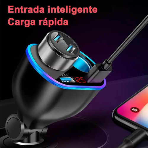 Cargador Doble Usb De 2 Vías Para Encendedor De Coche Negro