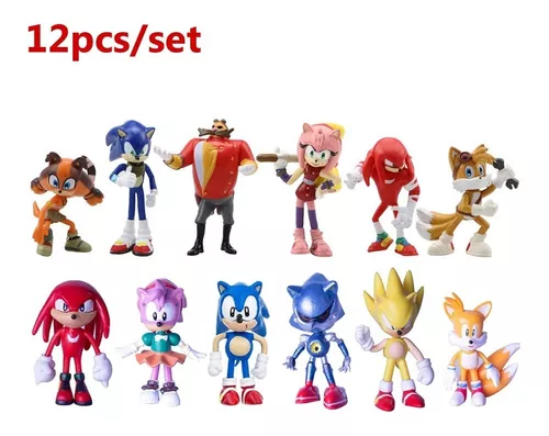 Pacote com 5 bonecos Sonic The Hedgehog, Conjunto de bonecos sônicos, Presentes perfeitos para crianças, 12 cm de altura