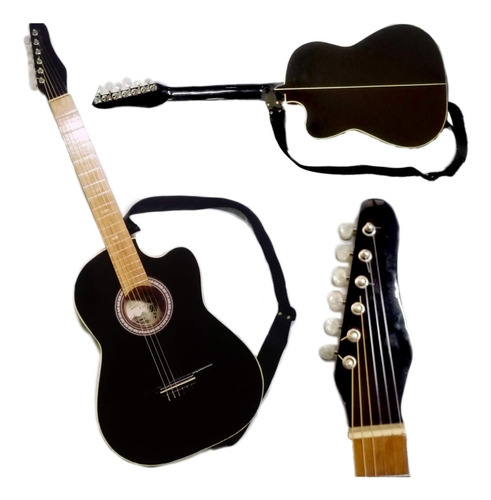 Guitarra Acústica Tipo Rockero Color Negra 