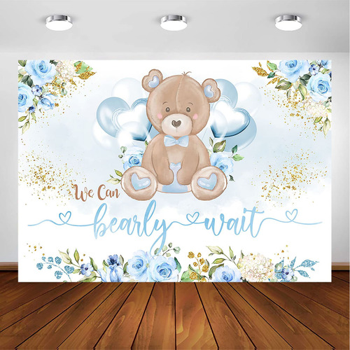 We Can Bearly Wait Telon Fondo Para Baby Shower Diseño 7