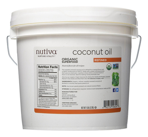 Aceite De Coco Virgen Orgánico 473 Ml