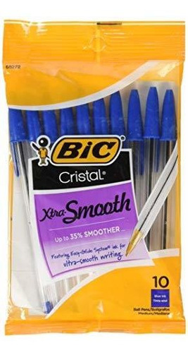 Bolígrafos Bic Cristal Xtra Smooth Azul. Paquete De 10.