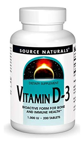 Source Naturals Vitamin D-3 1000 Iu Apoya La Salud Ósea E In