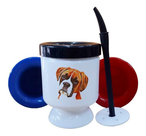 Mate Plastico Perro Boxer Dibujo Art