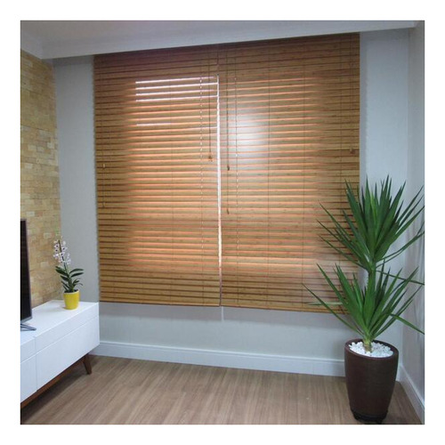 Persiana Horizontal Bambu 50mm Mel 120 L X 220 A Cm Marrom