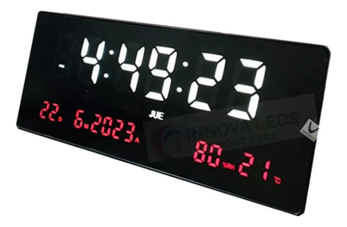 Reloj Led Digital 36 X 16cm Temperatura Fecha Con Luz Blanca