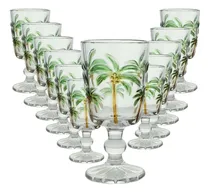 Comprar Jogo 12 Taças Vidro Tropical Palm Tree Coqueiro Lyor 275ml