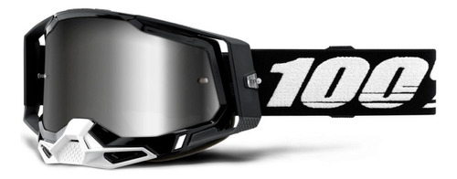 Óculos 100% Racecraft 2 Black Off Road Trilha Motocross Loja Cor da armação Preto Brilhante Cor da lente Espelhada Silver