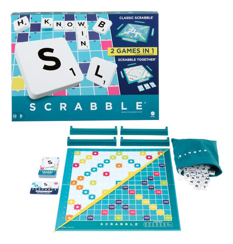 Scrabble 2 En 1 Juego De Mesa Palabras Destreza Juegopoly (Reacondicionado)