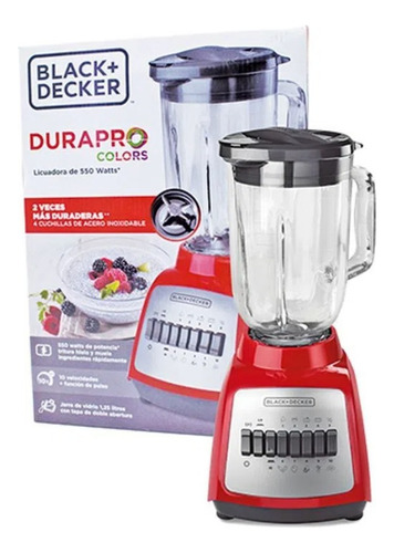 Licuadora Durapro Rojo 1.25l Black & Decker Blbd210gr 10 Vel