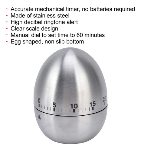 Temporizador Mecánico Egg Kitchen De Acero Inoxidable