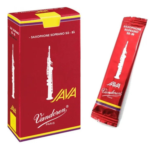 Caixa 10 Palhetas Sax Soprano Vandoren 2 Java Red Cut