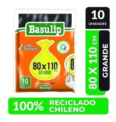 Bolsa De Basura De 80 X 110 Grande Basulip Pack De 5 Paquete