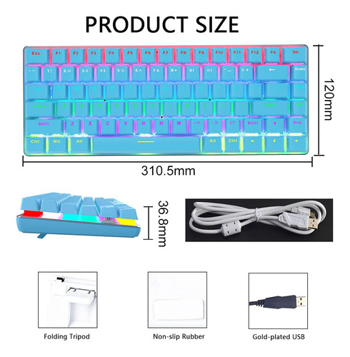 Felicon Ak33 - Teclado Mecánico Con Cable Para Videojuegos,