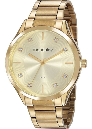 Relógio Mondaine Feminino Dourado Fundo Branco