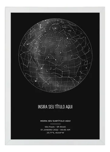 Quadro Personalizado Mapa Constelações Estelar Cores 20x30cm