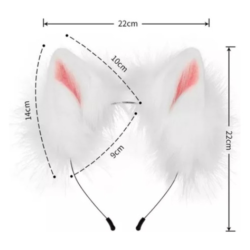 Diadema De Piel Sintética Con Orejas De Zorro Y Gato, Cola L