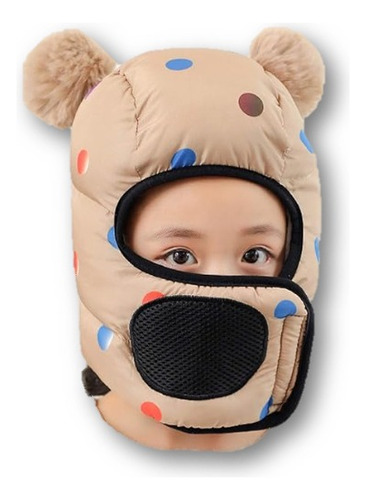Pasamontaña Capucha Niños Abrigo Beige Estampado 3 A 8 Años