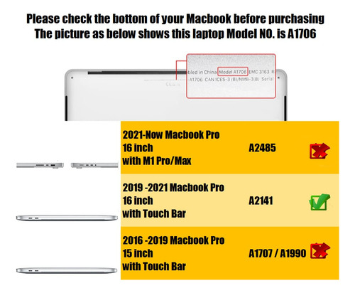 Funda De Teclado Se7enline Compatible Con Macbook Pro 13/16
