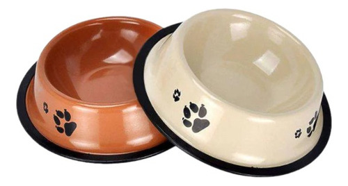 Plato De Mascota Con Huellitas Color Naranja